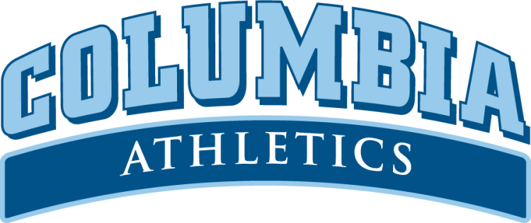 Columbia Lions Logo Wordmark Logo (2006-2017) - Wordmark with arched Columbia text in Columbia Blue with dark blue drop shadow above serif Athletics text in white inside a dark blue curved rectangle with Columbia Blue outline. The Athletics text identity was replaced with a new system in 2017. SportsLogos.Net