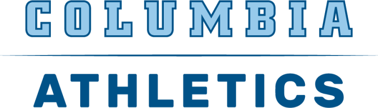 Columbia Lions Logo Wordmark Logo (2017-2025) - Athletics wordmark with stacked text of serif Columbia above a line above sans serif all-caps Athletics in Columbia Blue and dark navy. Columbia Blue would be changed in 2025. SportsLogos.Net