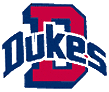 Duquesne Dukes Primary Logo (1982-1998) - Red D with Dukes in blue SportsLogos.Net