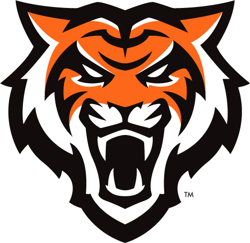Idaho State Bengals Primary Logo (2019-Pres) - The head of a bengal tiger facing the viewer in orange, black, and white SportsLogos.Net