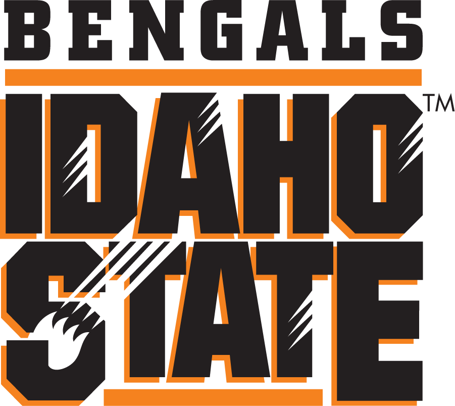 Idaho State Bengals Logo Wordmark Logo (1997-2011) - BENGALS above IDAHO STATE wordmark with a paw & scratch marks between bars in black & orange. SportsLogos.Net