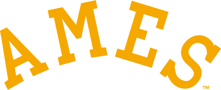 Iowa State Cyclones Logo Alternate Logo (1910-1930) - Arched block Ames logo wordmark with serifs in gold. SportsLogos.Net
