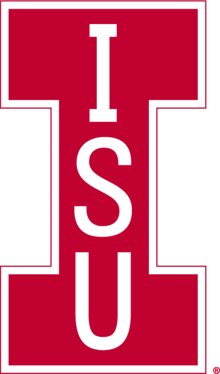 Iowa State Cyclones Logo Alternate Logo (1974-1983) - Stacked ISU letters in white inside a large block I in cardinal with white inline and cardinal outline. SportsLogos.Net