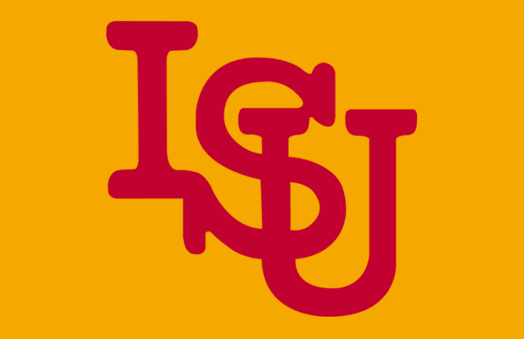 Iowa State Cyclones Logo Helmet Logo (1968-1974) - Interlocking ISU letters in cardinal on gold football helmet. Used simultaneously with cardinal helmet. SportsLogos.Net