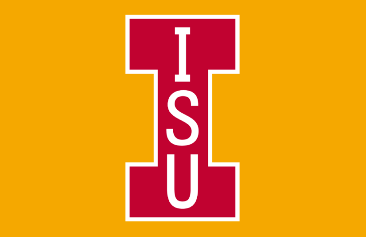 Iowa State Cyclones Logo Helmet Logo (1975-1978) - Block I with stacked ISU letters in cardinal & white on gold football helmet. SportsLogos.Net