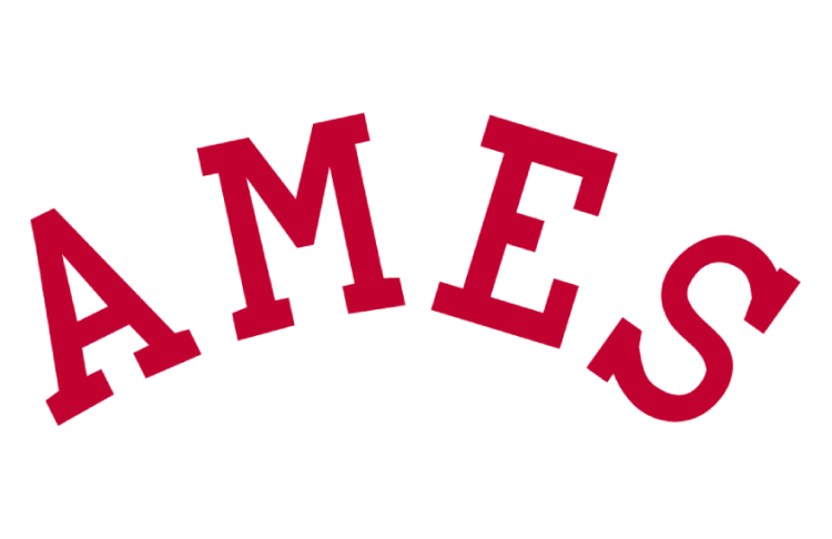 Iowa State Cyclones Logo Helmet Logo (2023) - Throwback arched Ames logo in cardinal on white football helmet. Worn for Game 6 of the 2023 season. SportsLogos.Net