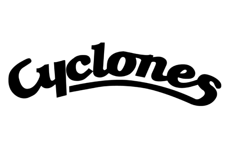 Iowa State Cyclones Logo Helmet Logo (2024) - Throwback arched script Cyclones logo in black on white football helmet. Worn for Game 5 of the 2024 season. SportsLogos.Net