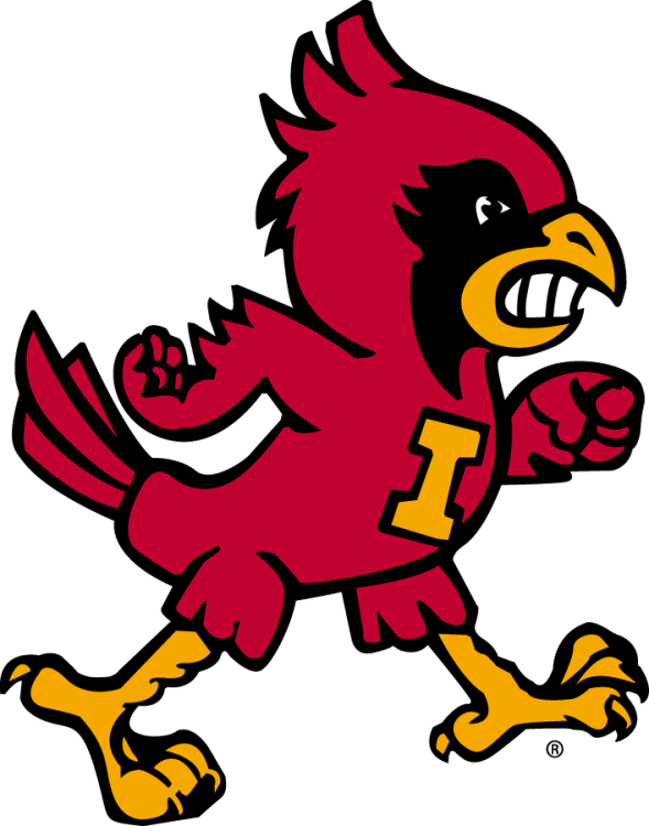Iowa State Cyclones Logo Primary Logo (1964-1970) - Right-facing angry Walking Cy with a block I on its chest, shown in cardinal, gold, and black. Can so be seen facing to the left. SportsLogos.Net