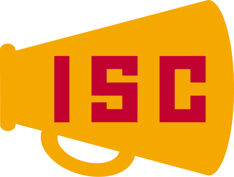 Iowa State Cyclones Logo Misc Logo (1942-1959) - Block ISC letters in cardinal on gold megaphone icon. Worn on cheerleader outfits. The school was then known as Iowa State College of Agriculture and Mechanic Arts (1898–1959). SportsLogos.Net