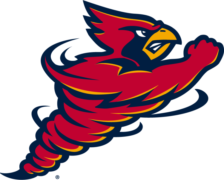 Iowa State Cyclones Logo Secondary Logo (1995-2007) - Secondary logo of Cy the Cardinal as a cyclone in a punching pose without any stylized text across the center in cardinal, gold, and navy. Reused in 2007-08 without navy. SportsLogos.Net