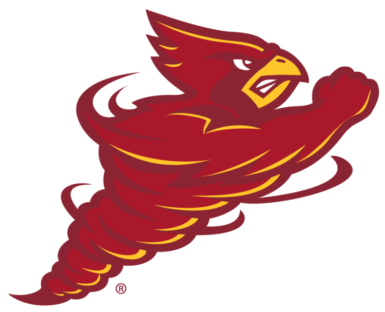 Iowa State Cyclones Logo Secondary Logo (2007-2008) - Secondary Cy the cardinal mascot as a cyclone in a punching pose. Same as the 1995-1997 version but without navy. SportsLogos.Net