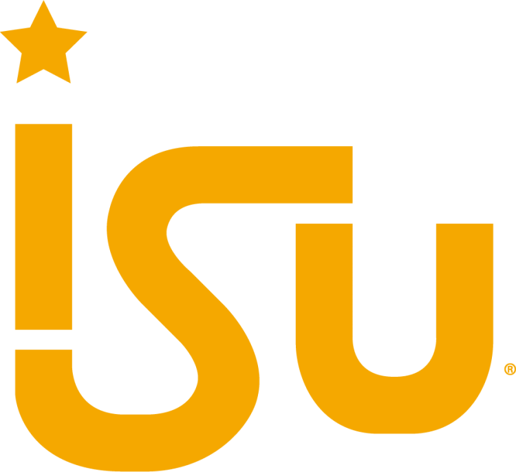 Iowa State Cyclones Logo Wordmark Logo (1979-1983) - Stylized ISU wordmark in gold with the ends of the I and S extending to each other and a star dotting the I. Also seen in cardinal. SportsLogos.Net