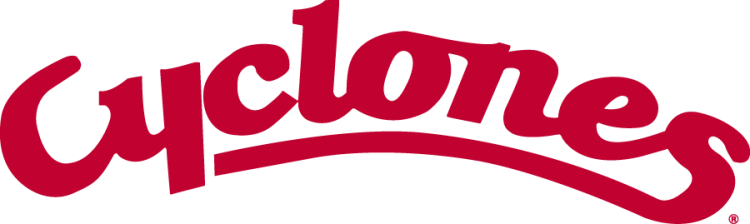 Iowa State Cyclones Logo Wordmark Logo (1983-1995) - Arched script Cyclones wordmark in cardinal with a long tail on the S. SportsLogos.Net