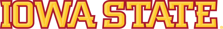 Iowa State Cyclones Logo Wordmark Logo (2007-2008) - Straight Iowa State wordmark with bevels in two shades of gold with cardinal outline. This was replaced in 2008 with wider kerning in the text. SportsLogos.Net