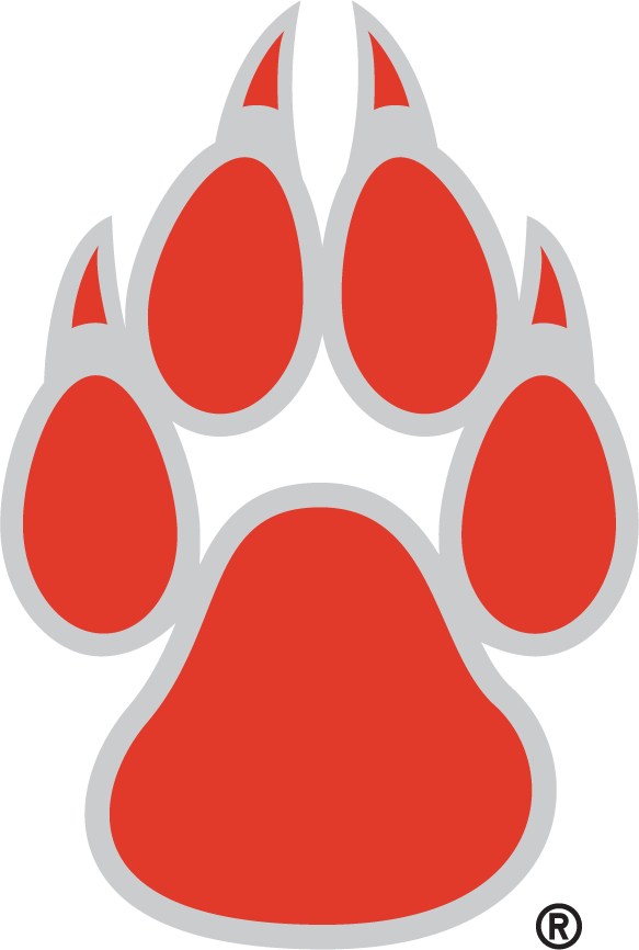 New Mexico Lobos Logo Secondary Logo (1999-2008) - A cherry wolf paw print outlined in silver. SportsLogos.Net