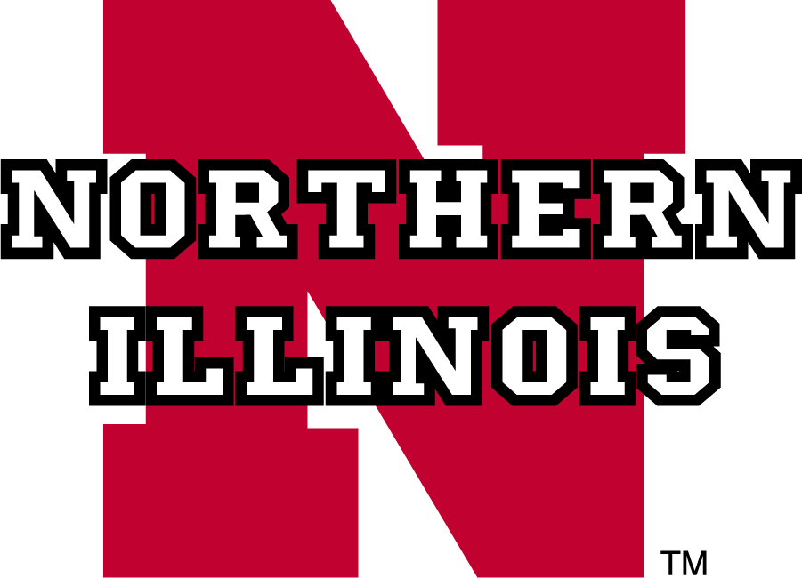 Northern Illinois Huskies Logo Alternate Logo (1988-2001) - Stacked Northern Illinois serif text in white/black in front of a red block N. Years of use may differ. SportsLogos.Net