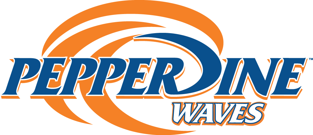 Pepperdine Waves Primary Logo (2004-2010) - Orange waver with Pepperdine in blue SportsLogos.Net