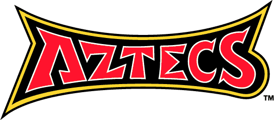 San Diego State Aztecs Wordmark Logo (1997-2001) - Aztecs in red, gold on black SportsLogos.Net