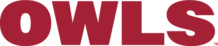 Temple Owls Logo Wordmark Logo (2025-Pres) - Owls wordmark in cherry. In 2025, the athletics typography was changed to a simple sans serif type. SportsLogos.Net
