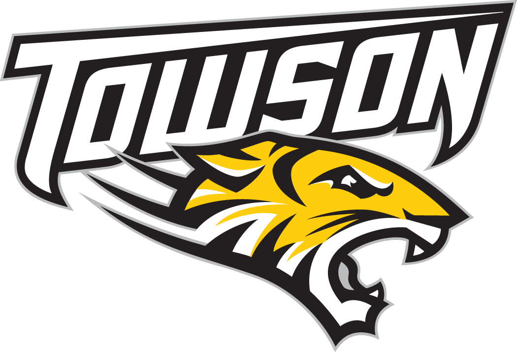 Towson Tigers Logo Primary Logo (2004-Pres) - Tiger's head under white script SportsLogos.Net Towson Tigers Logo Primary Logo (2004-Pres) - Tiger's head under white script SportsLogos.Net