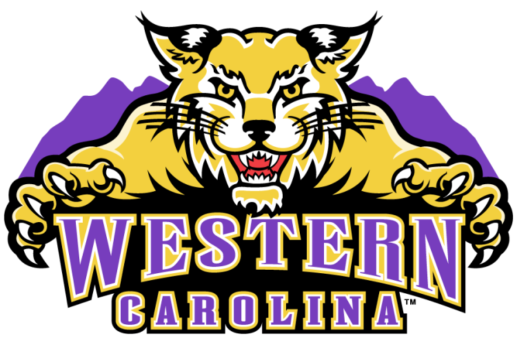 Western Carolina Catamounts Logo Primary Logo (2003-2008) - In 2003, under the direction of then-athletics director Jeff Compher, the side-looking mark from 1996 was tweaked to again create a front-facing, flying logo that also included purple mountains in the background and the school name, Western Carolina, in the forefront. SportsLogos.Net