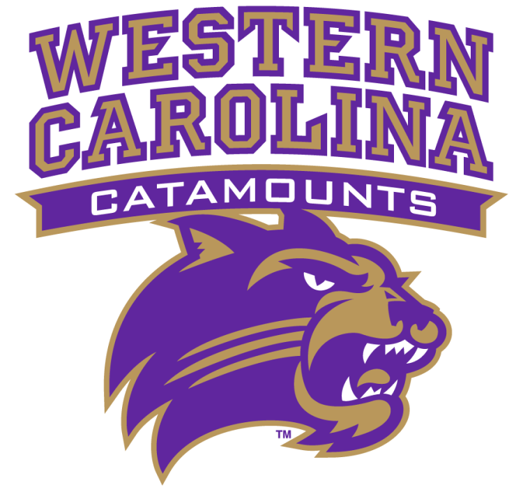 Western Carolina Catamounts Logo Secondary Logo (2008-2018) - WESTERN CAROLINA CATAMOUNTS wordmark combined with catamount head secondary logo. The university unveiled a fresh look for Catamount athletics in August 2008, just in time for the 75th anniversary of the selection of the Catamount as the official mascot for Westerns intercollegiate sports teams. Western also reverted to original shades of its school colors of purple and gold, with a deeper purple and traditional gold replacing bright hues of purple and yellow used in recent years. SportsLogos.Net