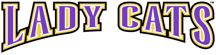 Western Carolina Catamounts Logo Wordmark Logo (2003-2008) - Arched LADY CATS wordmark in purple, gold, and black. SportsLogos.Net