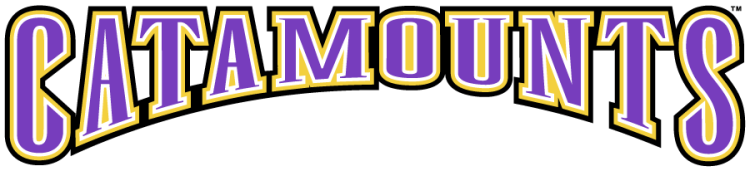 Western Carolina Catamounts Logo Wordmark Logo (2003-2008) - Arched CATAMOUNTS wordmark in purple, gold, and black. SportsLogos.Net