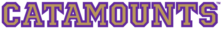 Western Carolina Catamounts Logo Wordmark Logo (2008-2018) - CATAMOUNTS wordmark. The university unveiled a fresh look for Catamount athletics in August 2008, just in time for the 75th anniversary of the selection of the Catamount as the official mascot for Westerns intercollegiate sports teams. Western also reverted to original shades of its school colors of purple and gold, with a deeper purple and traditional gold replacing bright hues of purple and yellow used in recent years. SportsLogos.Net