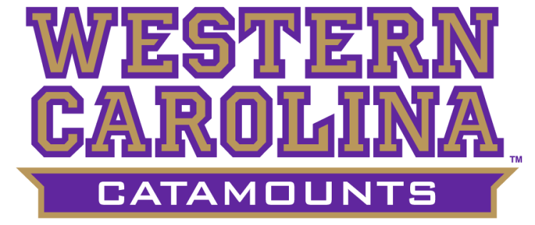 Western Carolina Catamounts Logo Wordmark Logo (2008-2018) - WESTERN CAROLINA CATAMOUNTS wordmark. The university unveiled a fresh look for Catamount athletics in August 2008, just in time for the 75th anniversary of the selection of the Catamount as the official mascot for Westerns intercollegiate sports teams. Western also reverted to original shades of its school colors of purple and gold, with a deeper purple and traditional gold replacing bright hues of purple and yellow used in recent years. SportsLogos.Net