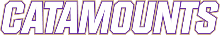 Western Carolina Catamounts Logo Wordmark Logo (2022-Pres) - Slanted sans serif Catamounts wordmark in white with purple inline and gold outline. Western Carolina refreshed their athletics identity in 2022 but eliminating all logos except the Primary (WCU+Cat Head) and a Secondary (Cat Head) and introduced two new wordmarks under a new typography. Colors remained the same. SportsLogos.Net