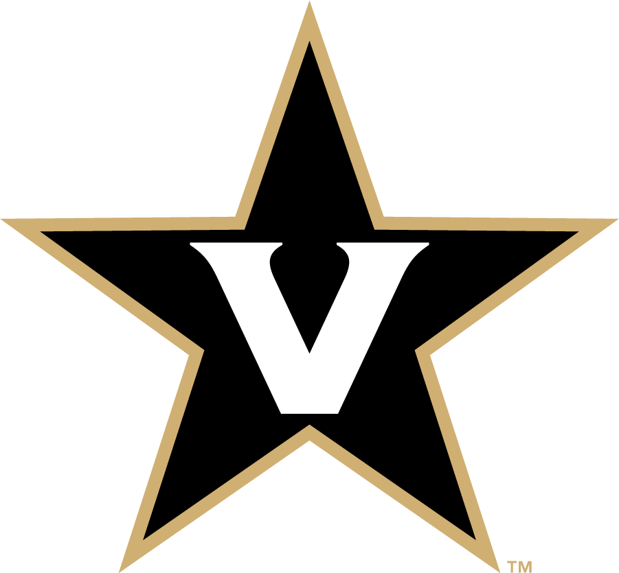 Vanderbilt Commodores Logo Secondary Logo (2022-Pres) - In March 2022, Vanderbilt Athletics debuted their new identity with a new bold V with curved serifs. This new version of the Star V mimics the previous edition, now with the new V in white, black, and a new shade of gold. SportsLogos.Net