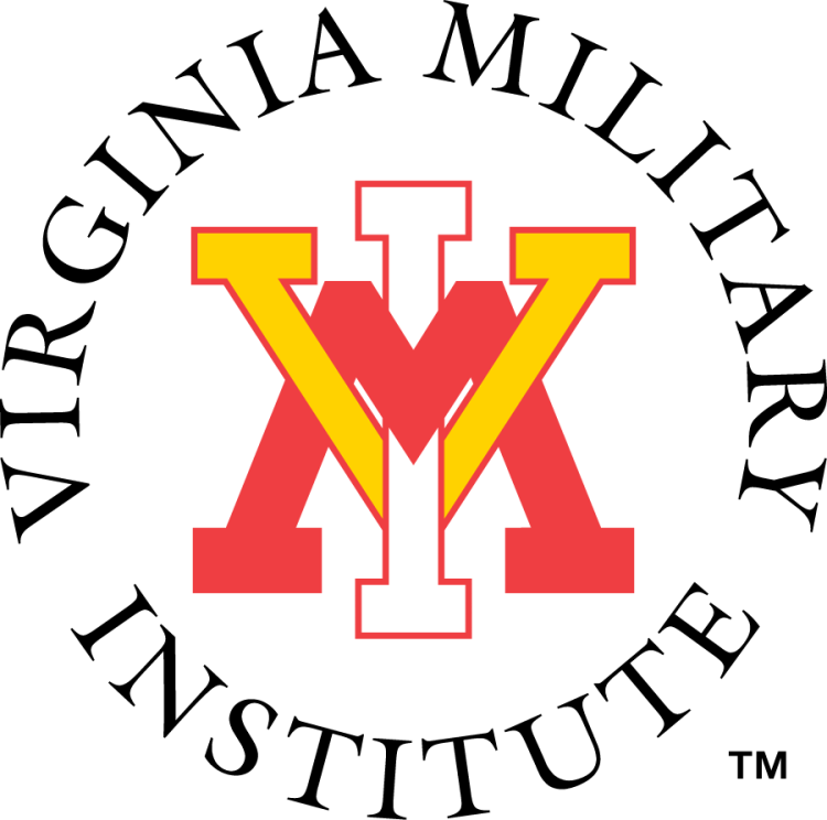 VMI Keydets Logo Primary Logo (1985-2014) - Primary logo of the interlocking VMI (spider) and the full institute name in black serif type around the VMI letters. The block serif VMI letters are in red, yellow, and white with red outline. SportsLogos.Net