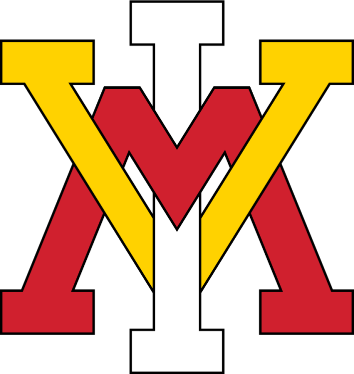 VMI Keydets Logo Secondary Logo (2014-2016) - Primary logo of the interlocking VMI (spider). The block serif VMI letters are in red, yellow, and white with black outline. In around 2014, a darker shade of red was adopted. SportsLogos.Net