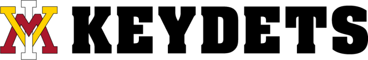 VMI Keydets Logo Secondary Logo (2016-2025) - Secondary Combination mark with the interlocking VMI (spider) design beside black Keydets text using the font Aachen. SportsLogos.Net