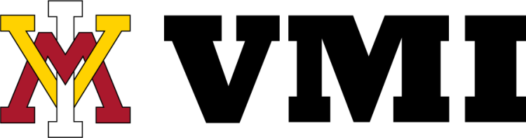 VMI Keydets Logo Secondary Logo (2016-2025) - Abbreviated Combination mark of the interlocking VMI (spider) design beside block serif VMI letters in black. SportsLogos.Net