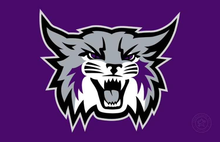 Weber State Wildcats Logo Secondary Logo (2023-Pres) - Updated Cathead logo in purple, gray, black, and white with gray outline on purple background. Weber State University unveiled updated versions of its existing athletics logos in July 2023 for the 2023-24 school year and beyond. The changes are the first in 11 years. The school implemented the current logos in 2012 that re-did the wildcat head and Weber State word marks that eliminated the previous cat-inside-a-shield logo. The differences are not drastic as the primary logo retains the same overall shape. In general, the new cat head logo uses more purple and black, and the word marks use a bolder typeface and thicker outline colors, including a thick black outline around the main Weber State word mark that appears underneath the cat head in the full, primary logo. The cat head has undergone several small but noticeable changes. Those include: more purple on the cat`s cheeks, most of the white accents around the cat`s edges have been removed, changed eyes with more defined black outlines, a smaller mouth, and a little extra gray to define the top of the cat`s nose. SportsLogos.Net