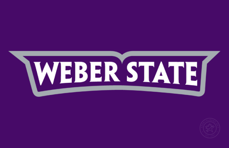 Weber State Wildcats Logo Wordmark Logo (2023-Pres) - Arched Weber State wordmark with white text outlined in purple and gray on purple background. Weber State University unveiled updated versions of its existing athletics logos in July 2023 for the 2023-24 school year and beyond. The changes are the first in 11 years. The school implemented the current logos in 2012 that re-did the wildcat head and Weber State word marks that eliminated the previous cat-inside-a-shield logo. The word marks use a bolder typeface and thicker outline colors, including a thick black outline around the main Weber State word mark that appears underneath the cat head in the full, primary logo. SportsLogos.Net