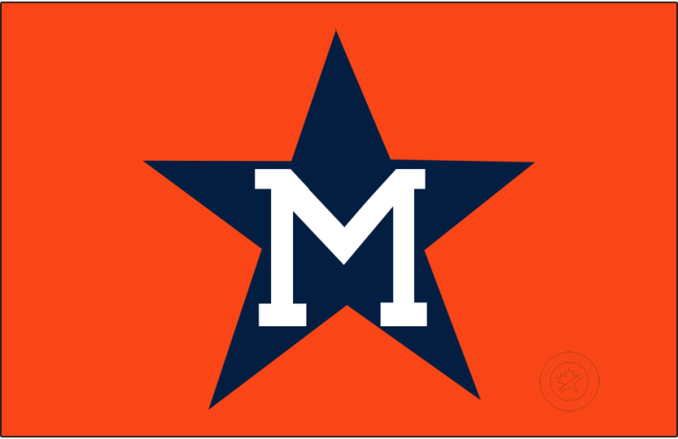 Memphis Blues Logo Cap Logo (1976) - For their final season, the Memphis Blues cap was based on their affiliation with the Houston Astros. Their cap logo in 1976 showed a white 