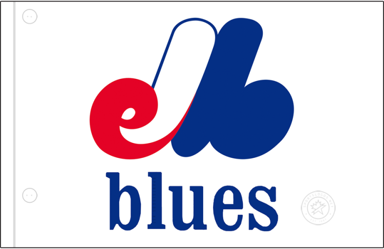 Memphis Blues Logo Jersey Logo (1974-1975) - The Memphis Blues home jersey logo, used during their first seasons as a Triple-A ballclub, was a direct copy of the logo used by their Major League parent club - the Montreal Expos. The logo featured the same stylized 