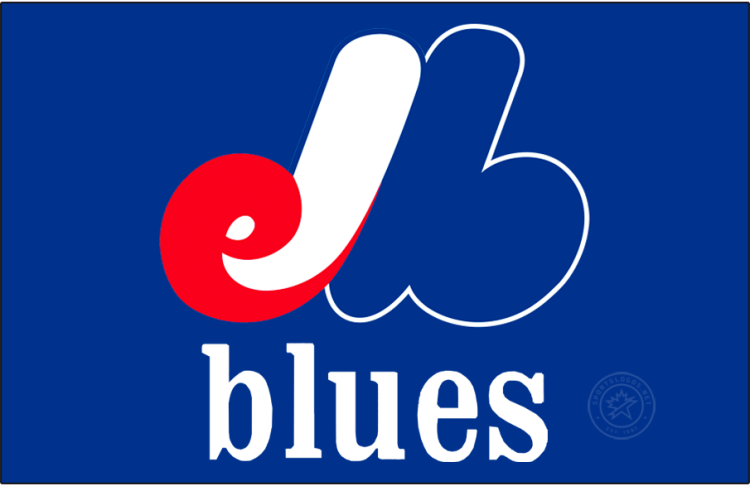Memphis Blues Logo Primary Dark Logo (1974-1975) - The Memphis Blues logo, used during their first seasons as a Triple-A ballclub, was a direct copy of the logo used by their Major League parent club - the Montreal Expos. The logo featured the same stylized 