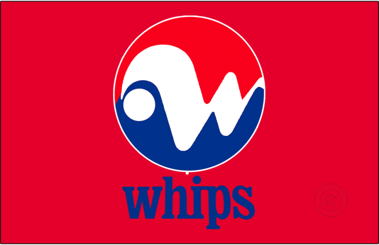Winnipeg Whips Logo Primary Dark Logo (1971) - The Winnipeg Whips logo, used for their second (and final) season, featured a white scripted 