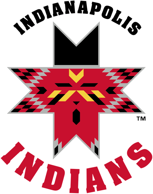 Indianapolis Indians Logo Primary Logo (1998-2025) - A native american mask inside the team name SportsLogos.Net
