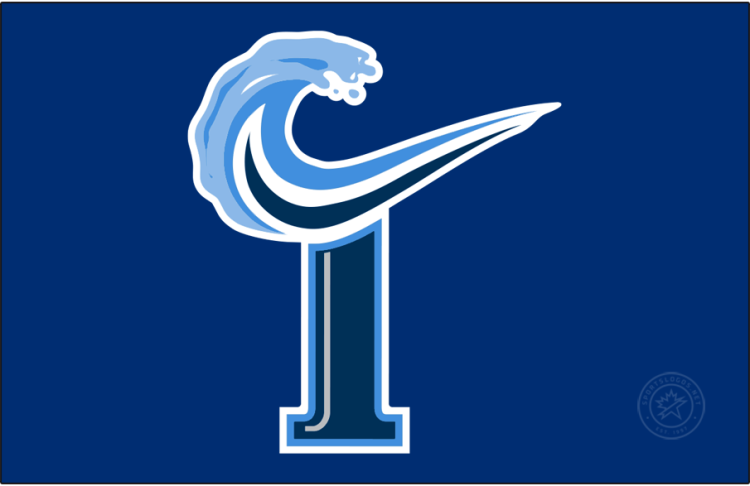 Norfolk Tides Logo Cap Logo (1993-2015) - (Home) A blue T formed by a wave on blue SportsLogos.Net