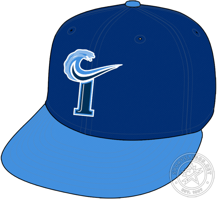 Norfolk Tides Cap Cap (1994-2015) - The Norfolk Tides cap used from 1994 to 2015 features a blue T logo with waves on the front of a royal blue crown with a light blue visor and button. SportsLogos.Net