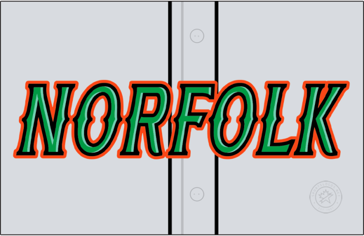 Norfolk Tides Logo Jersey Logo (2016-Pres) - The Norfolk Tides road jersey logo features 