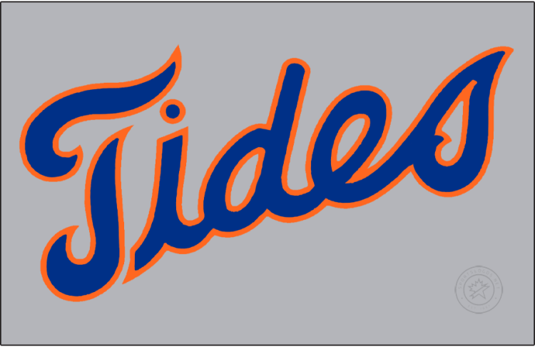 Tidewater Tides Logo Jersey Logo (1987-1992) - The Tidewater Tides road jersey logo used from 1987 to 1992 featured 