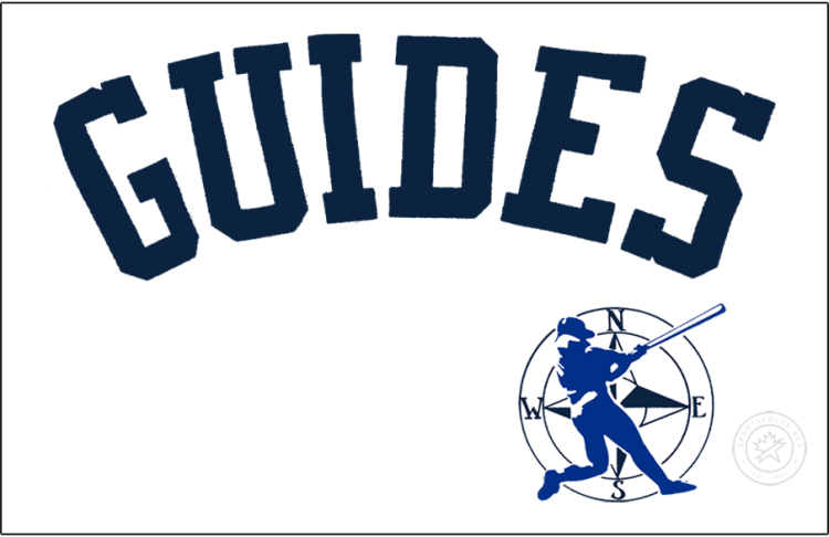 Maine Guides Logo Jersey Logo (1984-1987) - The Maine Guides home jersey logo, used from 1984 to 1987, featured the team name 
