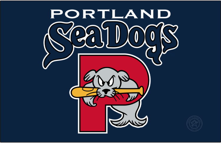 Portland Sea Dogs Logo Primary Dark Logo (2022-Pres) - The Portland Sea Dogs logo features a grey seal named 