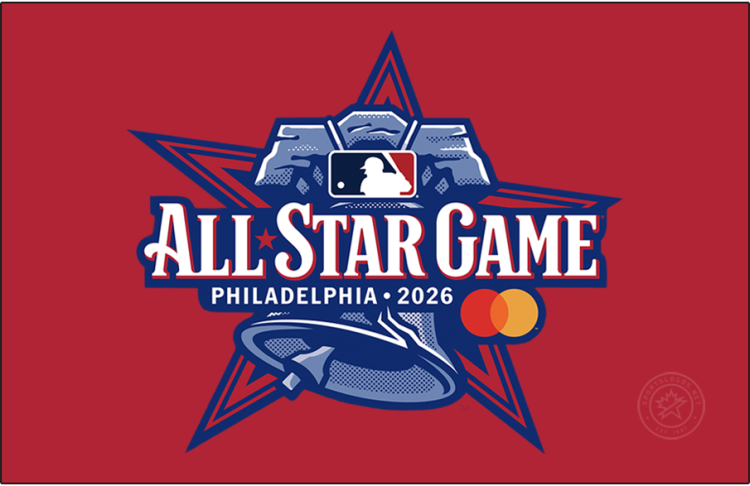  MLB All-Star Game Logo Primary Dark Logo (2026) - The 2026 MLB All-Star Game logo shows the Liberty Bell in blue, ringing, with a red and blue star behind it. In front of it is 